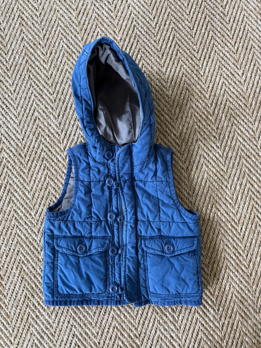 GAP Blue Quilted Hooded Kids Vest